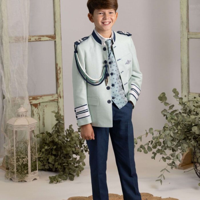 Traje de comunion en almirante tono verde