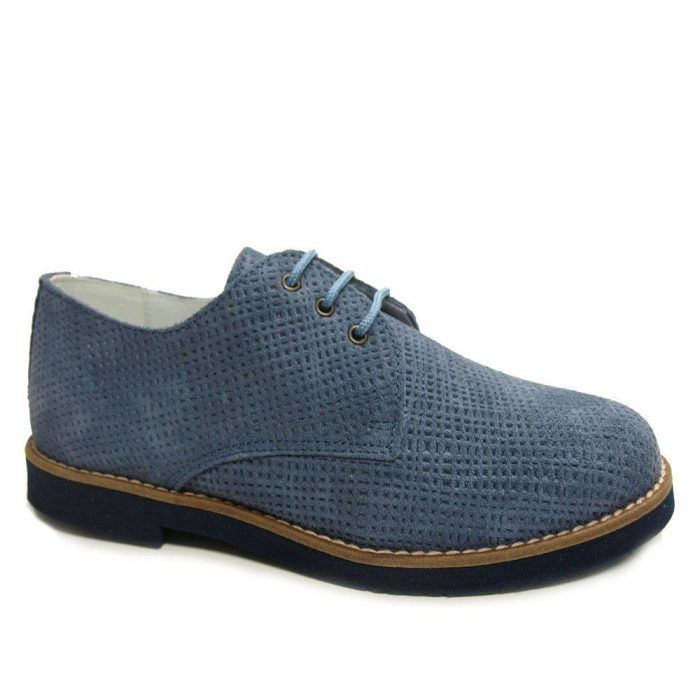 zapato blucher niño serraje labrado jeans comunión Guxs Shoes