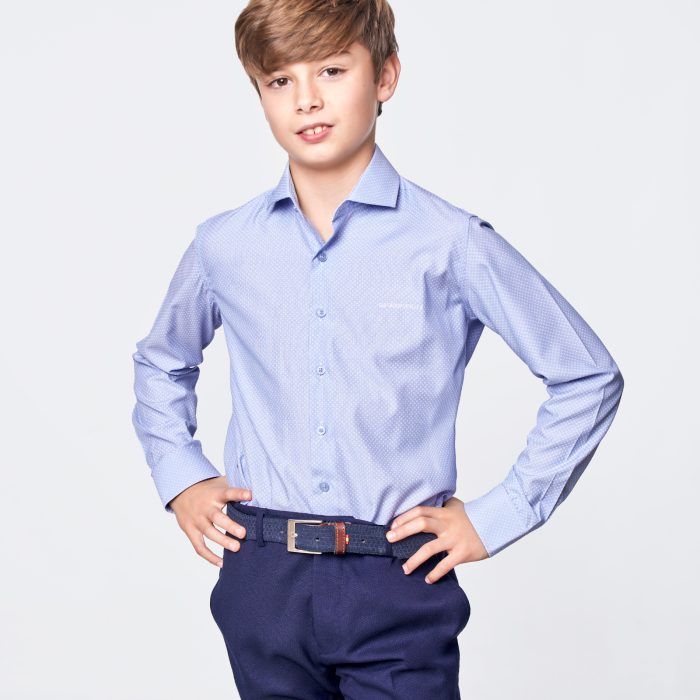 Camisa niño estampada topitos celeste