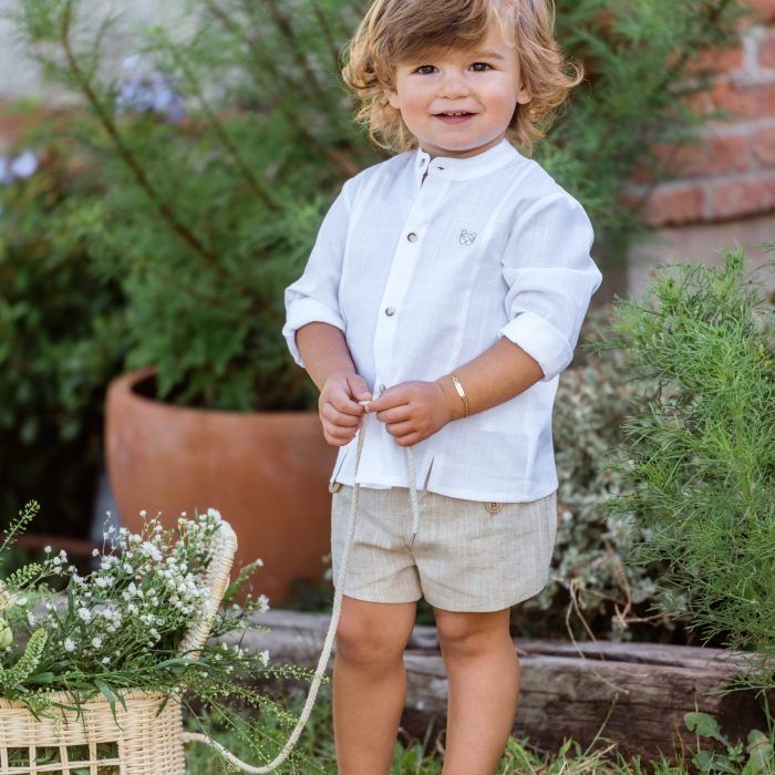 Conjunto niño en lino camisa y pantalon