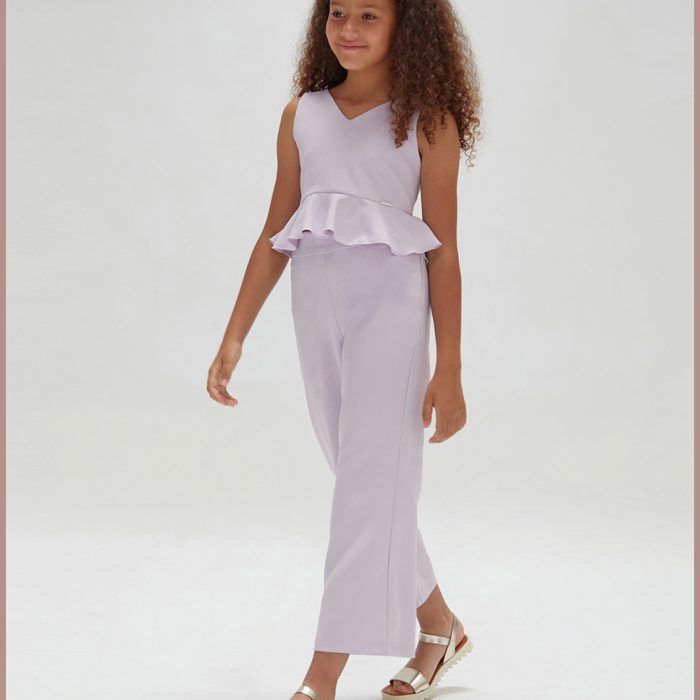 Conjunto niña en pantalon y top Malva