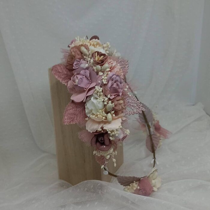 Corona rosa de comunion modelo Tiffany