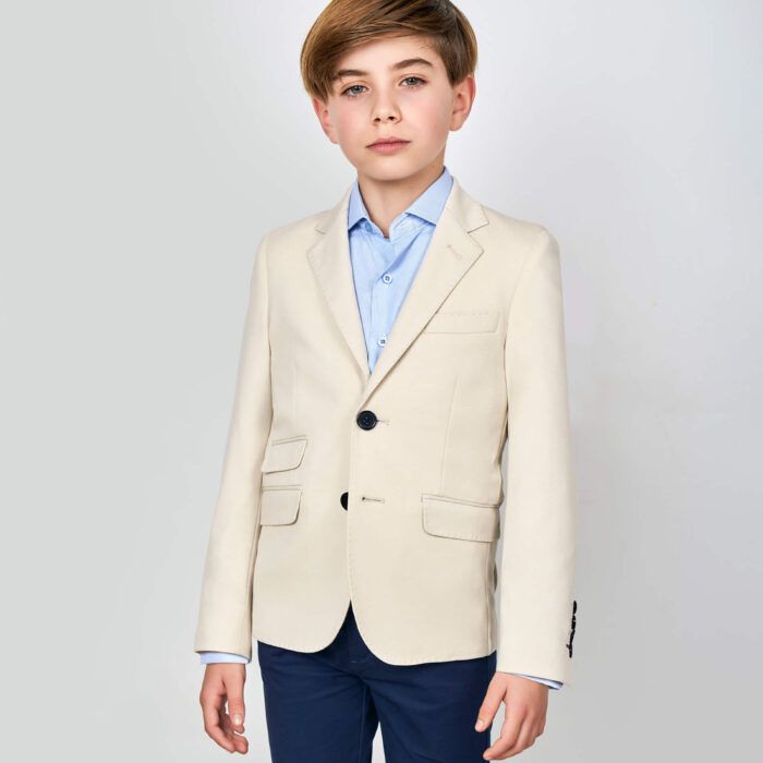 Americana Spagnolo en tono beige de cuello solapa