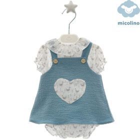 Conjunto Micolino 3 piezas. Pichi, camisa y braguita