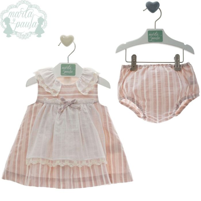 Vestido con braguita de Marta y Paula en tono rosa y beige