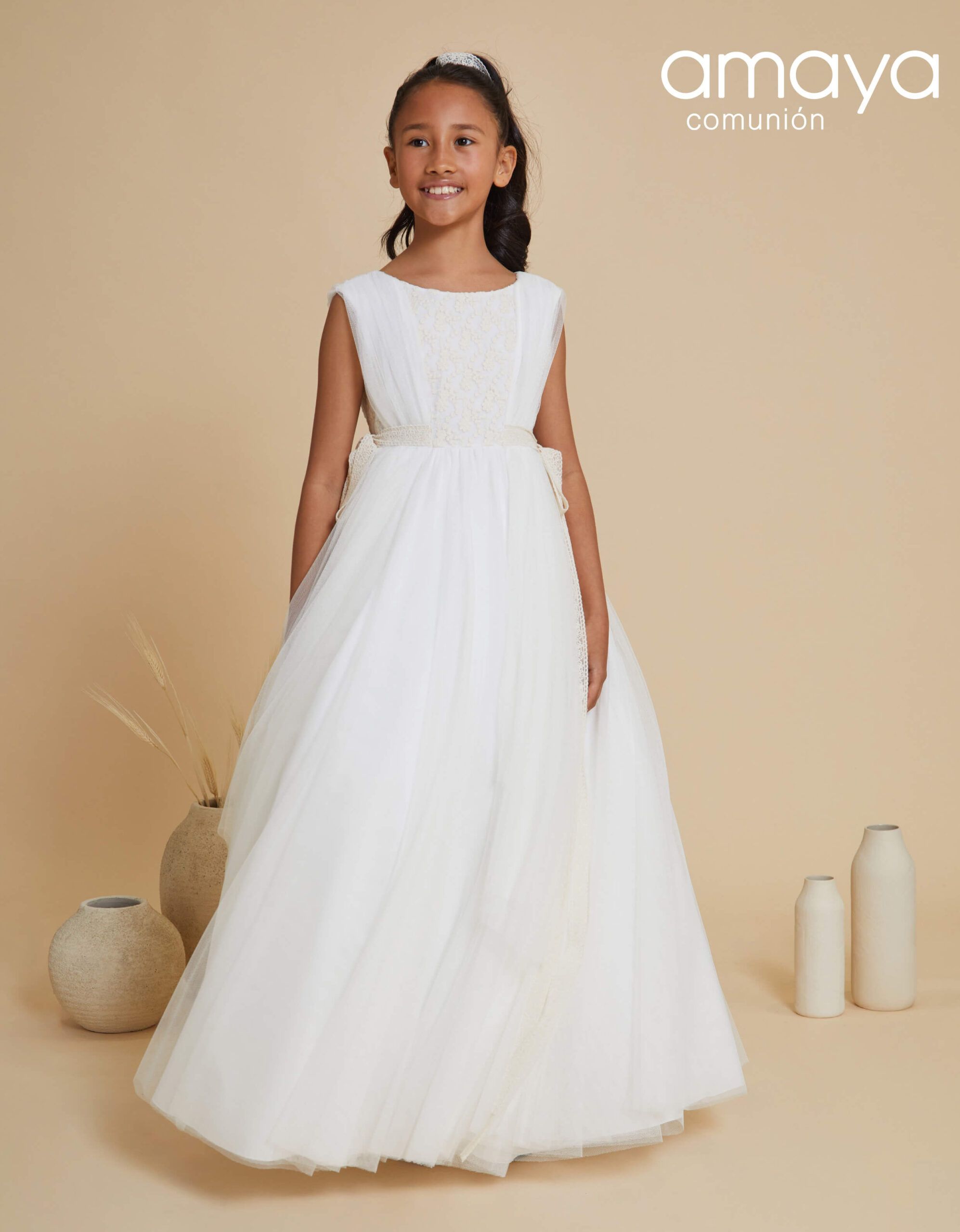 Vestido comunion de Amaya sin mangas