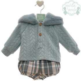 Conjunto con capucha niño de Marta y Paula en tono verde
