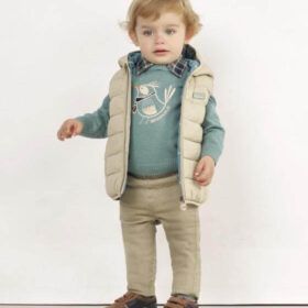 chaleco bebé Spagnolo acolchado y reversible en beige y verde