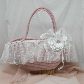 Bolso de niña rosa con tul blanco