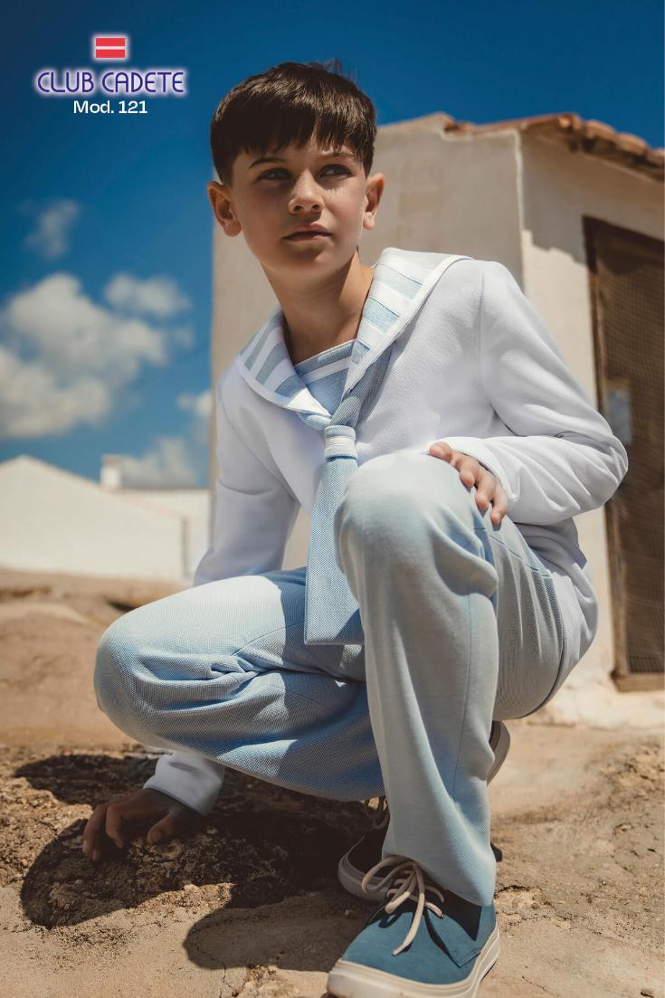 traje de comunión marinero blanco y verde Tomelloso