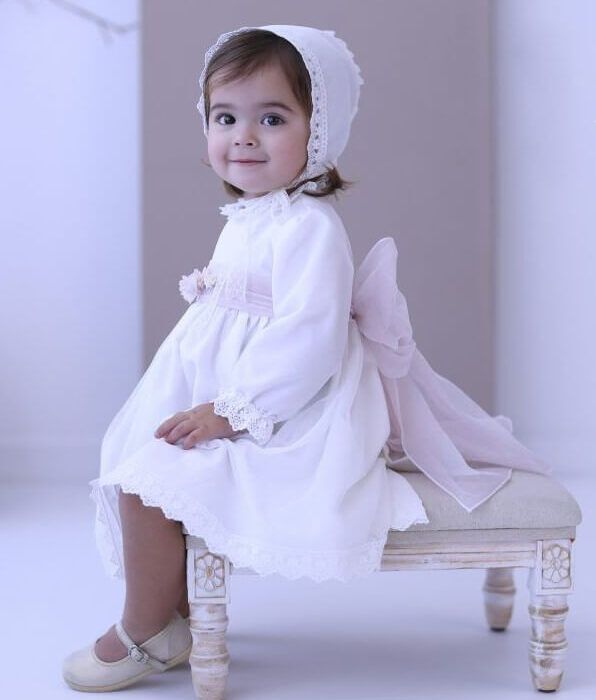 Vestido de ceremonia organza encaje bordado niña