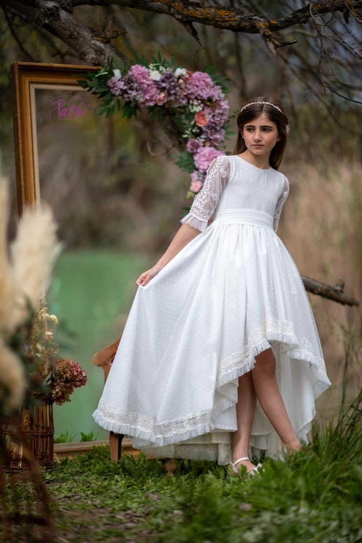 vestido de comunión tul plumeti Pathi Colección