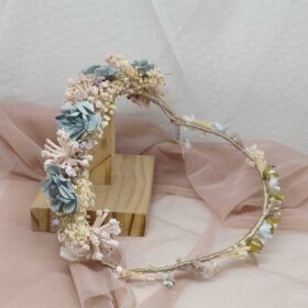 corona comunión rosa beige azul