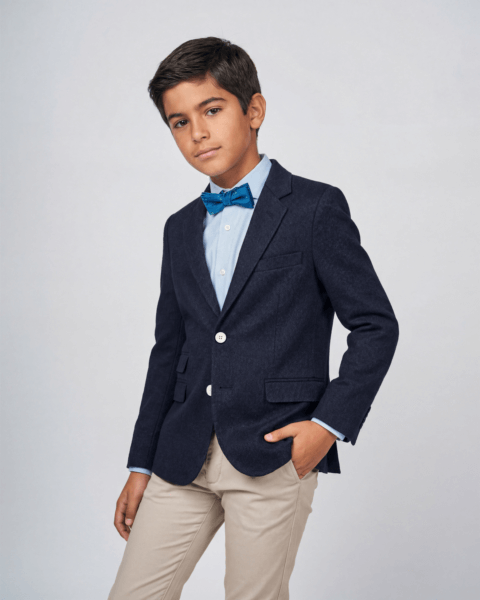 Americana Spagnolo azul con cuello solapa