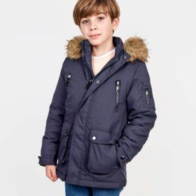 Parka de niño Spagnolo en color marino con capucha desmontable.