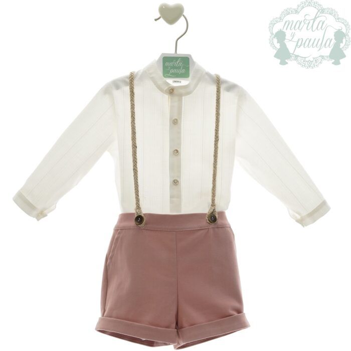 Abrigo de paño rosa para niña con cuello bebé