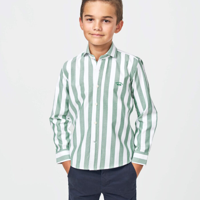 camisa niño Spagnolo rayas verdes anchas