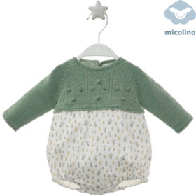 Ranita verde Micolino bebé con cuerpo de punto y braguita estampada