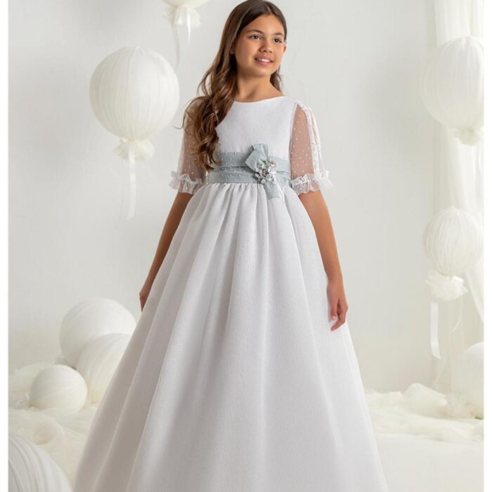 Vestido comunión Carmy verde de bambula