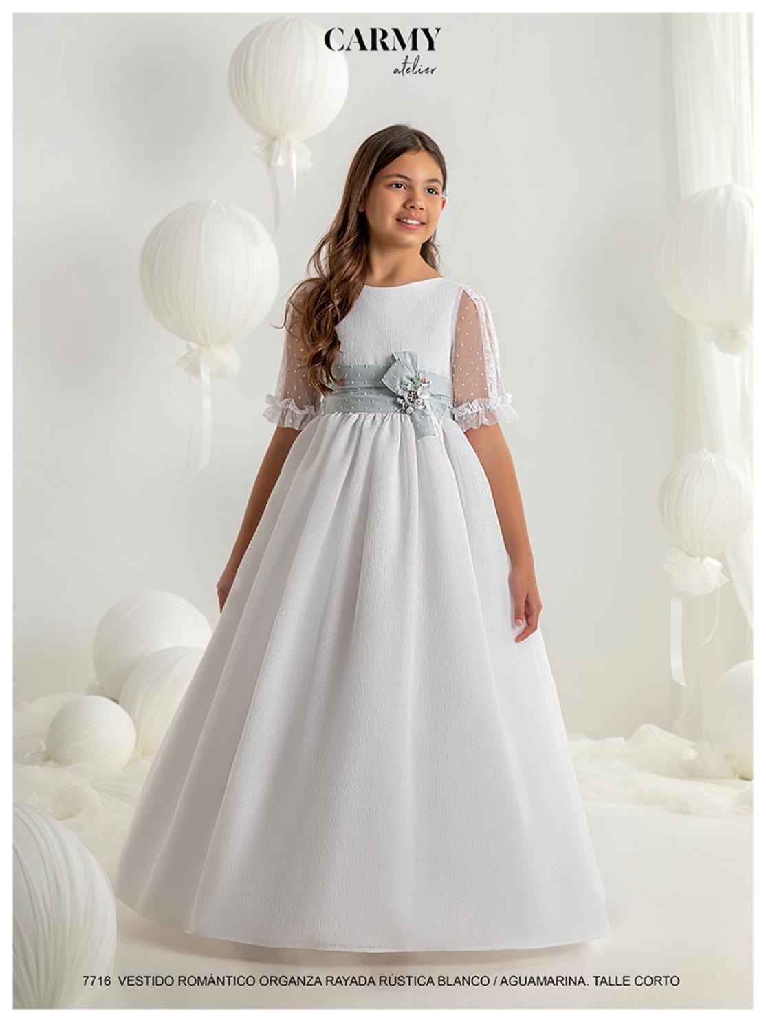 Vestido comunión Carmy verde de bambula