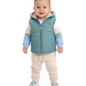 Chaleco reversible para bebé Spagnolo con un lado liso y otro de pelo suave.