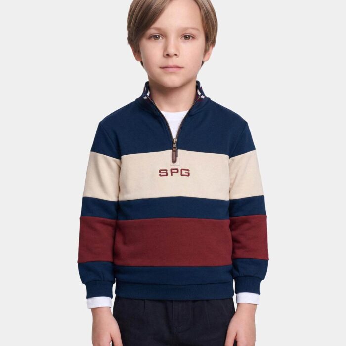 Sudadera Spagnolo niño tricolor con cremallera
